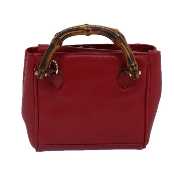 GUCCI Bamboo Hand Bag Leather Red Gold 007 1793 007 1793 - Picture 3 of 12